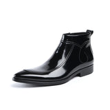 Men's Leather Patent Formal Dress Boots - Wine Red - Patent Boots - 45 B - Genuine Leather - image 6
