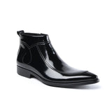 Men's Leather Patent Formal Dress Boots - Wine Red - Patent Boots - 45 B - Genuine Leather - image 14