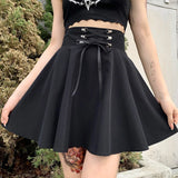 Women's Punk Lace Up Pleated Mini Skirts - Black - 9518-1HS / Skirt - 4XL - Polyester - image 4
