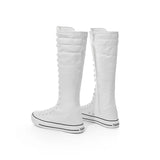 Women's Long Lace Up Zipper Canvas Boot - Black - High Top Sneakers - 43 B - Canvas - image 10