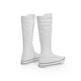 Women's Long Lace Up Zipper Canvas Boot - Black - High Top Sneakers - 43 B - Canvas - image 16