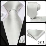 Men's 3 Pcs White Silk Wedding Tie Sets - White - 0276 - One Size - Silk - image 22