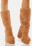 Women's Knee-High Fuzzy Platform Boots - Beige - Fuzzy Boots - 42 B - Faux Fur/PU Leather - image 12