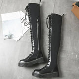 Women's Platform Over Knee Sneaker Boot - Black - Over Knee Boots - 50 B - PU Leather - image 7