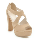 Women's Block Heel High Platform Sandal - Orange - Platform Sandals - 43 B - PU Leather - image 44