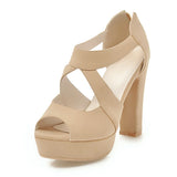 Women's Block Heel High Platform Sandal - Orange - Platform Sandals - 43 B - PU Leather - image 21