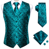 Men's Formal 4 Pcs Silk Slim Waistcoat Sets - Dark Blue - MS-0020 - 4 PCS - Vest Set - XXXL - Silk - image 10