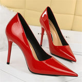 Women's Elegant Mid-Heel Formal Scarpin - Wine Red - 10cm - Formal Stilettos - 43 B - PU Patent Leather - image 11