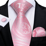 Men's 3 Pcs Silk Pink Wedding Tie Set - Pink - MJ-1745 - Medium - Silk - image 38