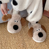 Women's Sweet Cartoon Dog Plush Slipper - Khaki - Dog Slippers - L - Plush - image 6
