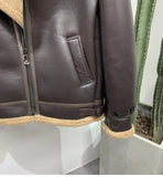 Men's Faux Leather Fleece Bomber Jacket - Black - Men's Jacket - 6XL - Genuine Leather - image 12