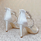 Women's Crystal Satin Wedding Sandals - Red - Dress Shoes - 11 B - PU Leather - image 7