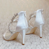 Women's Crystal Satin Wedding Sandals - Red - Dress Shoes - 11 B - PU Leather - image 9