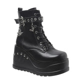 Women's Punk Chunky Platform Creepers - Black - Platform Ankle Boots - 43 B - PU Leather - image 3