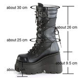 Women's Goth Lace Up Platform Wedges - Black - 1 / Boots - 10.5 B - PU Leather - image 46