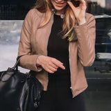 Women's Slim Fit Faux Leather Jackets - Black - Biker Jacket - XXL - PU Leather - image 19
