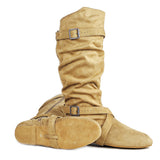 Women's Line Dance Buckle Flat Boots - Green - Boots - 42 B - PU Suede Leather - image 9
