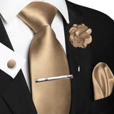 Men's 5 Pcs Luxury Ridged Silk Tie Sets - Champagne - 5pc Tie Set - 012 - Medium - Silk - image 31
