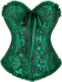 Women's Pretty Overbust Corset Bustier - Black/Green - 819 / Front Clip / Corset - 7XL - Polyester - image 7