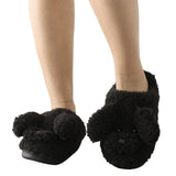 Women's Fluffy Cartoon Dog Fur Slippers - Black - Dog Slippers - XXL - Plush - image 3