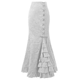 Women's Gothic Vintage Ruffled Long Skirts - White - Steampunk Skirt - XXXL - Polyester - image 7
