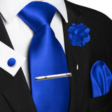 Men's 5 Pcs Luxury Ridged Silk Tie Sets - Royal Blue - 5pc Tie Set - 002 - Medium - Silk - image 28