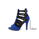 Women's Spike Heel Gladiator Sandals - Blue - Buckle Sandals - 12 B - PU Leather - image 26