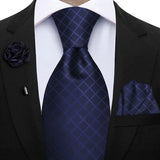 Men's 3 Pcs Tie Hanky Corsage Sets - Purple - 33 - One Size - Polyester - image 11