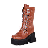 Women's Gothic Punk Platform Shoes - Yellow - 2 - Platform Shoes - 43 B - PU Leather - image 29