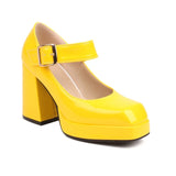 Women's Bright Patent Mary Jane Pumps - Nude - Mary Jane Pump - 14.5 B - Genuine Patent Leather - image 25