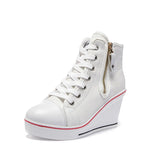 Women's High Platform Zipper Sneakers - Navy - Platform Sneakers - 43 B - Canvas - image 40