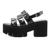 Women's Chunky Gladiator Sandals - Black - Platform Sandals - 43 B - PU Leather - image 15