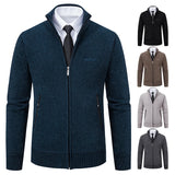 Men's Casual Stand Up Collar Cardigans - Dark Grey - 1 / 8938 / Cardigan Sweater - XXXL - Polyester - image 26
