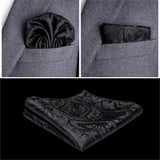 Men's 5 Pcs Silk Formal Waistc… - Black/Grey - 1 - MJ-0109-LH-0215 - 5 PCS - Vest Set - 3XL - Silk/Rayon/Polyester - image 14