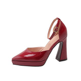 Women's Formal Dress Shoes Spool Heel - Wine Red - Shoes - 10.5 B - PU Leather - image 2