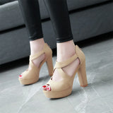 Women's Block Heel High Platform Sandal - Orange - Platform Sandals - 43 B - PU Leather - image 20