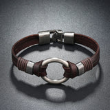 Unisex Handmade Leather Bracelets - Black - Bracelets - Medium - Alloy - image 5