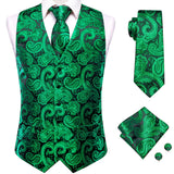 Men's Formal 4 Pcs Silk Slim Waistcoat Sets - Dark Blue - MS-0020 - 4 PCS - Vest Set - XXXL - Silk - image 11