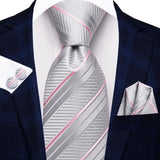 Men's 3 Pcs White Silk Wedding Tie Sets - White - 3701 - One Size - Silk - image 17