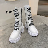 Women's Gothic Platform Combat Boots - Black - Boots - 35 B - PU Leather - image 13