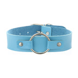 Unisex Vintage Goth Choker Necklace - Sky Blue - Circle Choker Necklace - Medium - PU Leather - image 6
