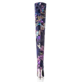 Women's Floral Stretch Cloth Long Boots - Pink - Floral - 45 B - Plush Stretch Material - image 2