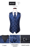 Men's Formal 4 Pcs Silk Slim Waistcoat Sets - Dark Blue - MS-0020 - 4 PCS - Vest Set - XXXL - Silk - image 24
