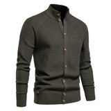 Men's Mock Neck Button Knit Cardigan - Khaki - Mock Neck Cardigan - Size XXL 88-95 kg - Cotton - image 5
