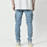 Men's Stretch Slim Fit Cargo Skinny Jeans - Black - 1 / Pants - XXXL - Cotton Blend - image 10