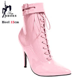 Women's Patent Pointed Toe Ankle Boots - Black - Ankle Boot - 35 B - PU Patent Leather - image 18