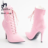 Women's Patent Pointed Toe Ankle Boots - Black - Ankle Boot - 35 B - PU Patent Leather - image 6