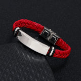 Unisex Titanium Woven Leather Bracelet - Black - Bracelet - Medium - Titanium - image 13
