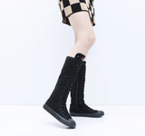 Women's High Top Lace Up Canvas Boots - Black - 1 - Tall Canvas Sneaker - 43 B - Canvas - image 19