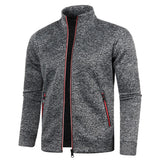 Men's Zip Up Stand Collar Winter Jacket - Black - Sweatshirt Jacket - 4XL - Polyester - image 3